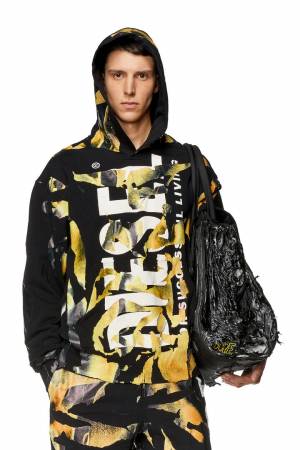 Diesel Men Hoodie With Rubberised Screen Prints - Multicolor (0ALAN)
