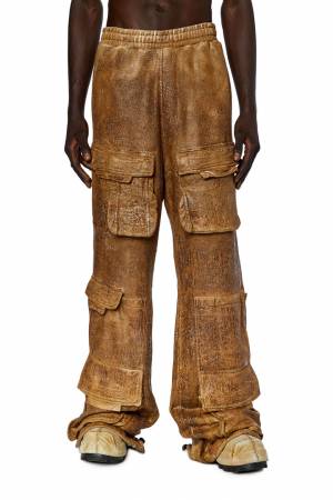 Diesel Men Cargo Track Pants In Cracked Jersey - Brown (0SIAQ)