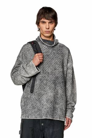 Diesel Men High-Neck Sweatshirt In Lasered Track Denim - Grey (09I40)