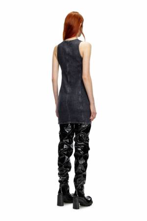 Diesel Women Denim Mini Dress With Oval D Plaque - Black (0CKAH)