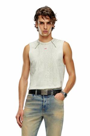 Diesel Men Tank Top In Plaster Effect Jersey - White (0WGAS)