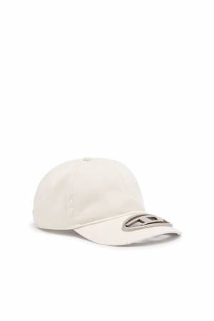 Diesel Men Baseball Cap With Metal Oval D Plaque - White (0PFAA)