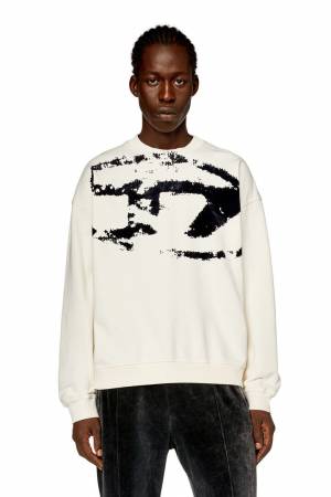 Diesel Men Sweatshirt With Distressed Flocked Logo - Multicolor (0DQAK)