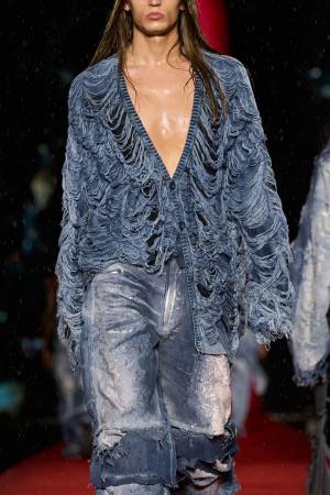 Diesel Destroyed indigo V-neck cardigan "K-Boboli"