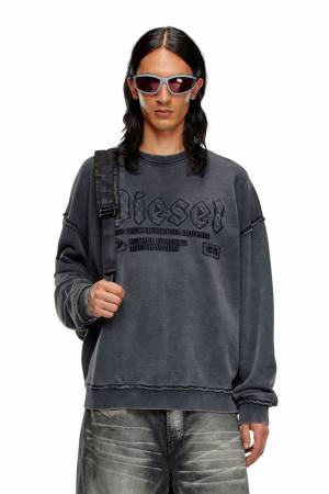 Diesel Men Sweatshirt With Logo Embroidery - Black (0KMAG)