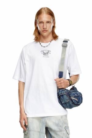 Diesel Men T-Shirt With Inside-Out Print - White (0DRAM)