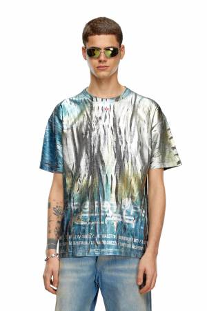 Diesel Men T-Shirt With Creased Foil Treatment - Multicolor (0DRAV)
