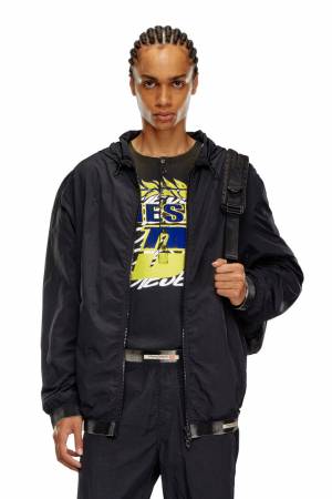 Diesel Men Windbreaker In Recycled Shell - Black (0KMAE)