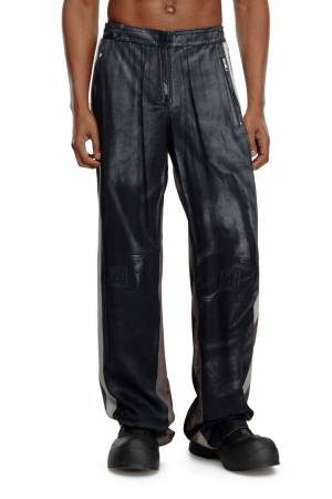 Diesel Men Viscose Pants With Leather-Effect Print - Black (0NMAN)