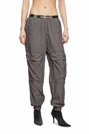 Diesel Women Cargo Pants In Faded Nylon - Grey (0KMAE)