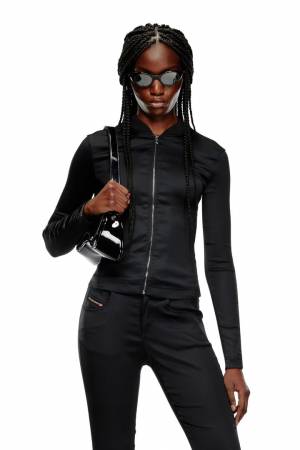 Diesel Women Rib-Knit And Stretch Satin Jacket - Black (0BHAV)