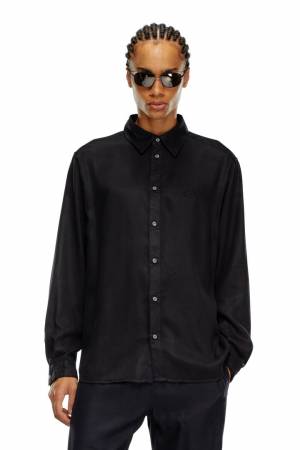 Diesel Men Fluid Shirt With Logo Embroidery - Black (0HPAG)