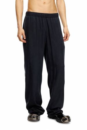 Diesel Men Drawstring Pants In Faded Twill - Black (0HPAG)