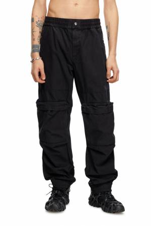 Diesel Men Cargo Pants In Faded Organic Cotton - Black (0SKAE)