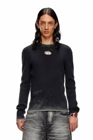 Diesel Men Cut-Out Jumper With Oval D - Black (0PHAV)