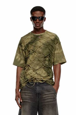 Diesel Men T-Shirt With Floating Strands - Green (0ANAY)