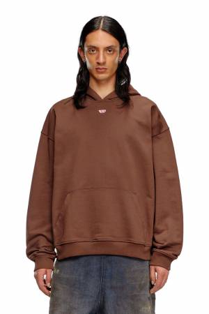 Diesel Men Hoodie With D Logo Patch - Brown (0GEAD)