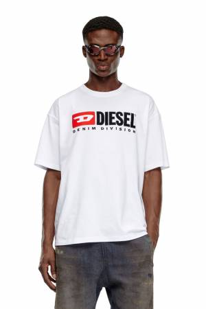 Diesel Men T-Shirt With Diesel Patch Logo - White (0GRAI)