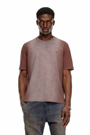 Diesel Men T-Shirt In Sprayed Cotton Jersey - Brown (0AJDC)