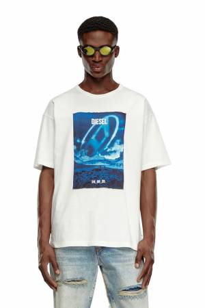Diesel Men Long-Sleeve T-Shirt With Printed Patch - White (0KKAJ)
