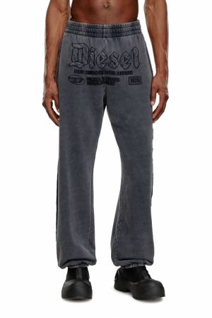 Diesel Men Track Pants With Embroidered Logos - Black (0KMAG)