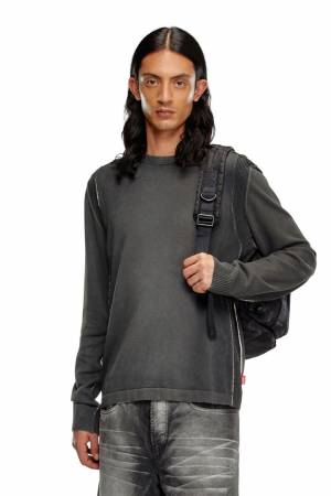 Diesel Men Jumper In Treated Cotton - Black (0GHAQ)