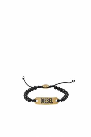 Diesel Men Gold Id Black Agate Beaded Bracelet - Black (00DJW)
