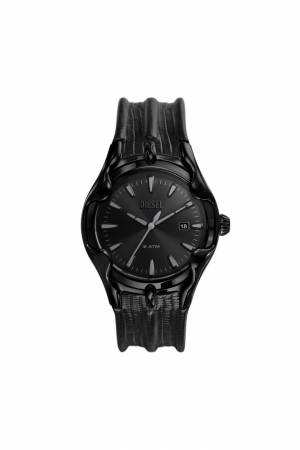 Diesel Men Vert Three-Hand Date Black Leather Watch - Black (00QQQ)