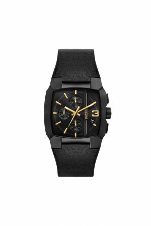 Diesel Men Cliffhanger Chronograph Black Leather Watch - Black (00QQQ)