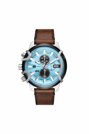 Diesel Men Griffed Chronograph Brown Leather Watch - Brown (00QQQ)