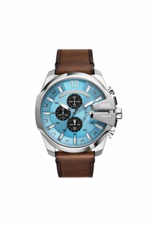 Diesel Men Mega Chief Chronograph Brown Leather Watch - Brown (00QQQ)