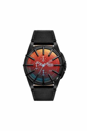 Diesel Men Framed Black Leather Watch - Black (00QQQ)