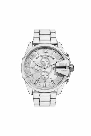 Diesel Men Mega Chief White And Stainless Steel Watch - Silver (00QQQ)