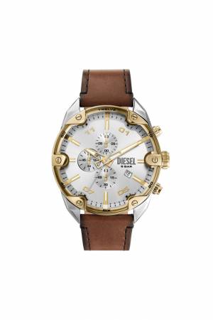 Diesel Men Spiked Chronograph Brown Leather Watch - Brown (00QQQ)