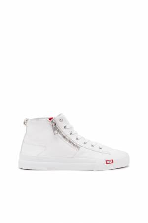 Diesel Men S-Athos Zip-High-Top Sneakers In Premium Leather - White (P1732)