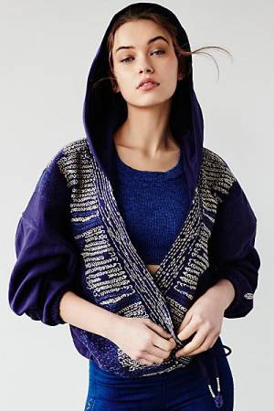 Free People Wrap Hoodie Jacket "Sashiko" FP Movement