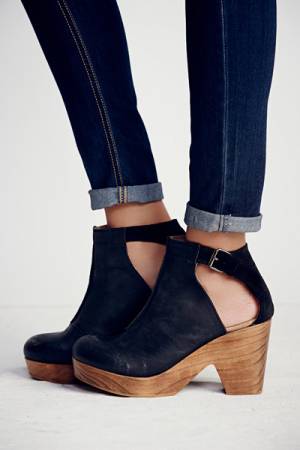 Free People FP Collection Amber Orchard Black Clog Boots