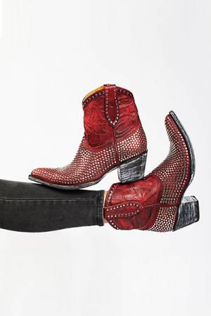  Mexicana Sawyer Western Studded Red Ankle Boot
