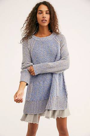 Free People Sweater Dress "Blue Morning View"