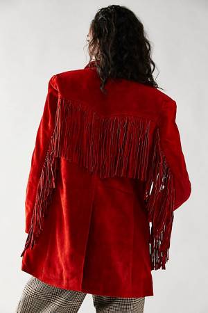 Understated Leather Red Fringe Blazer "Marlboro"