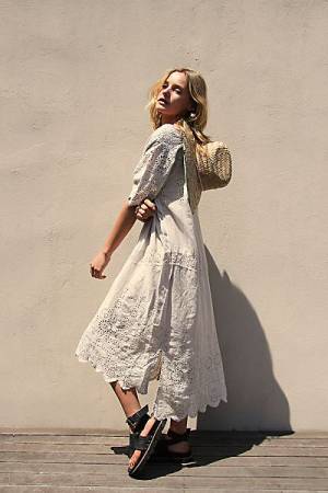 Free People Midi Dress "Virgie Eyelet"