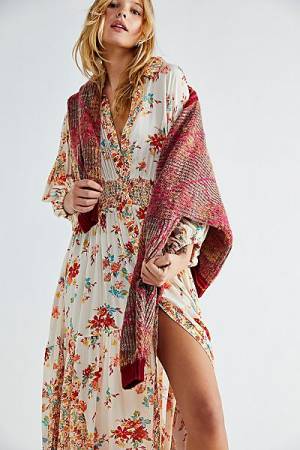 Free People Boho Maxi Dress "Prairie Punk Shirtdress"