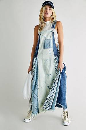 Free People Dress "Skylar Denim Patchwork Skirtall"