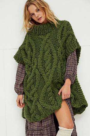 Loopy Mango Chunky Knit Sweater Poncho