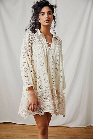 Anna Sui Boho Mini Dress "Crochet Lace Florets"