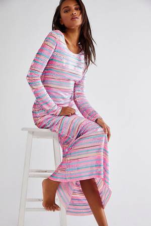LoveShackFancy Sequin Stripe Maxi Dress "Avalyn"