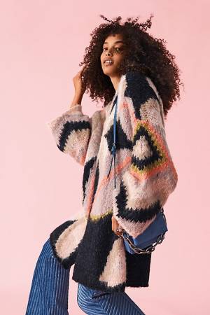 Free People Chunky Knit Cardigan "Petals"