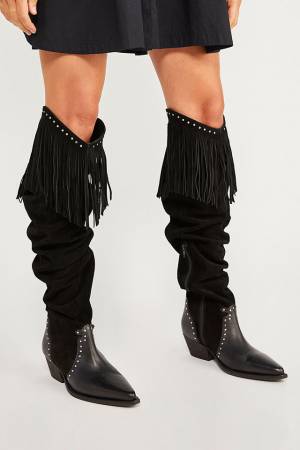 Free People Fringe Over-The-Knee Boots "Sage"