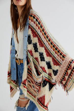 Free People Knit Poncho "Running Wild"