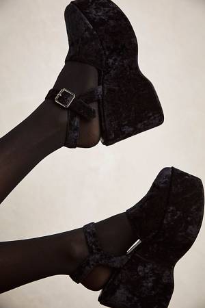 Jeffrey Campbell Velvet Platform Shoes "Emilia"